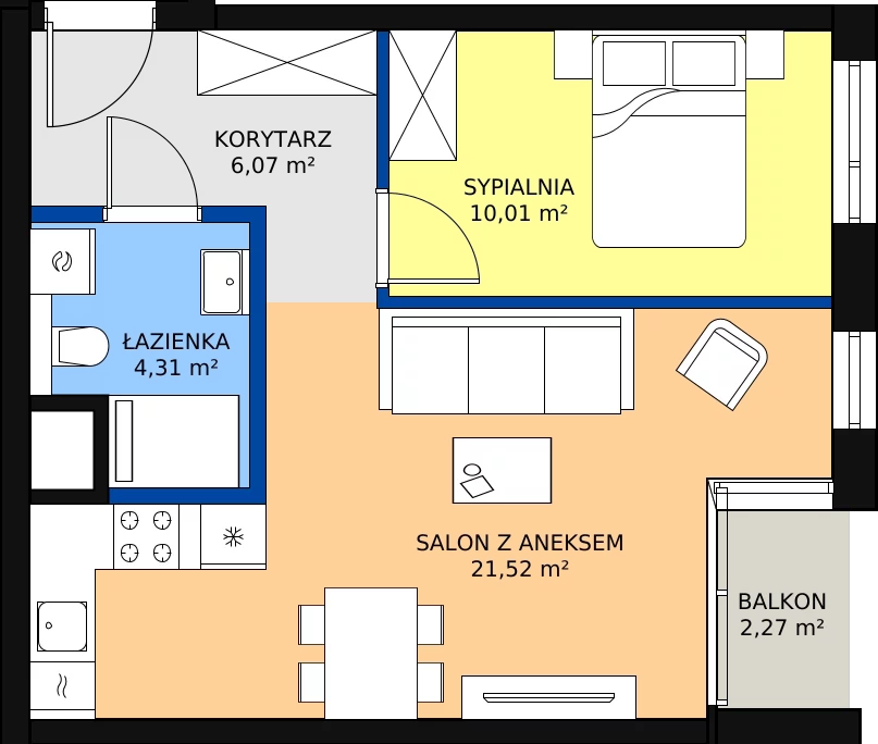 Zalety mieszkania 41.92 m², G/47