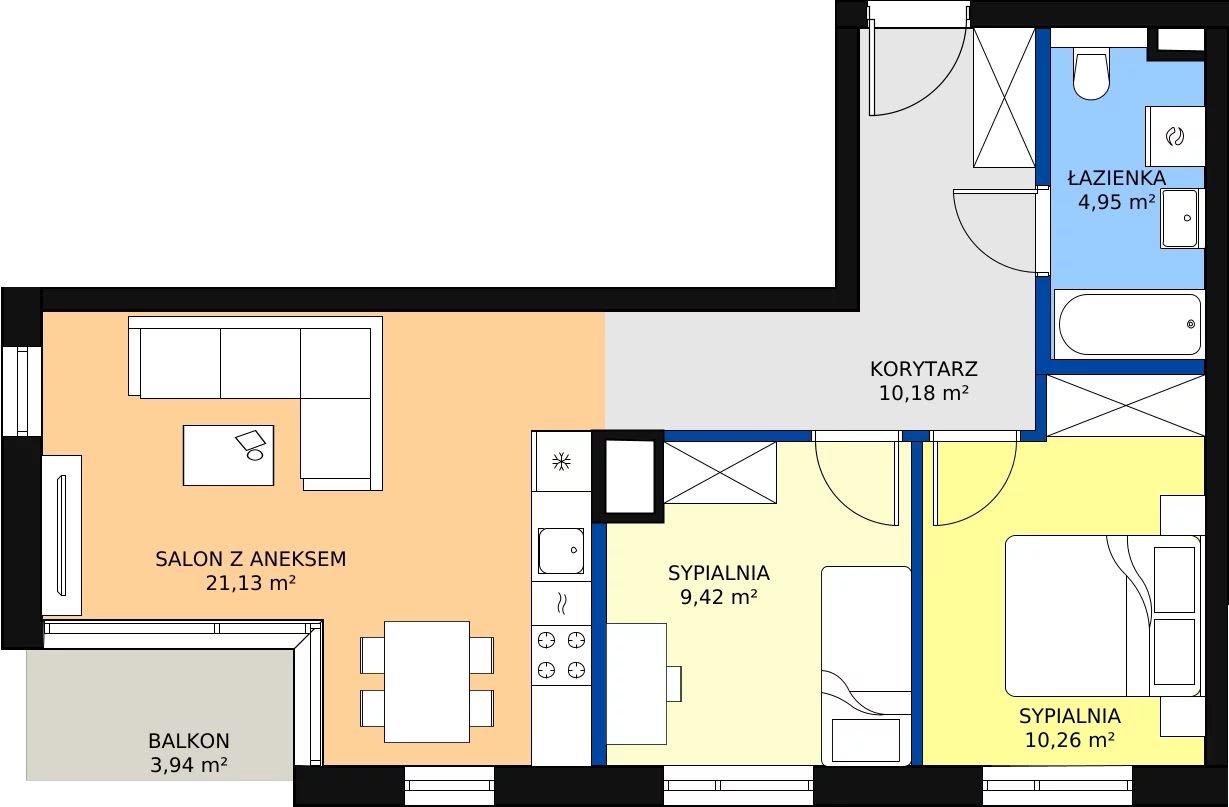 Zalety mieszkania 55.94 m², G/49