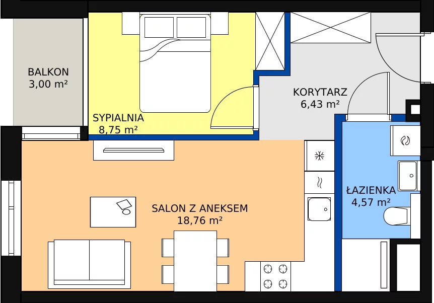Zalety mieszkania 38.51 m², G/50