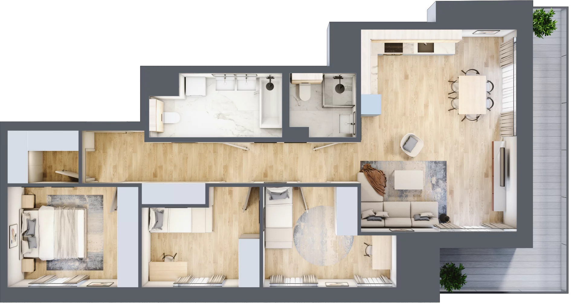 4 pokoje, mieszkanie 84,90 m², piętro 7, oferta nr G/63, DOKI Living - etap II, Gdańsk, Śródmieście, ul. Popiełuszki / Rybaki Górne