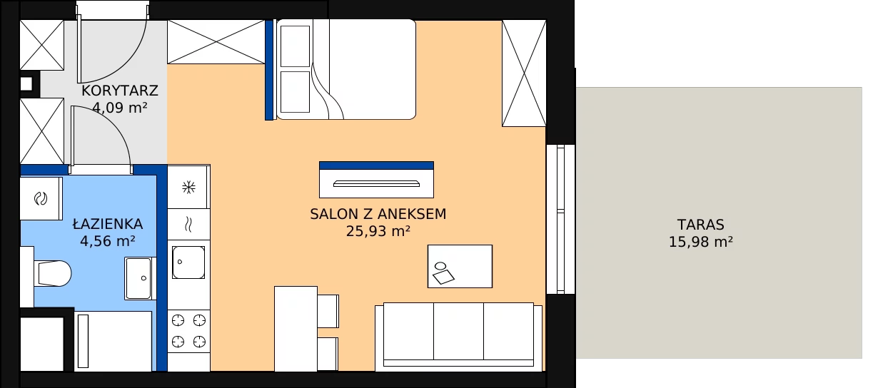 Zalety mieszkania 34.58 m², G/66