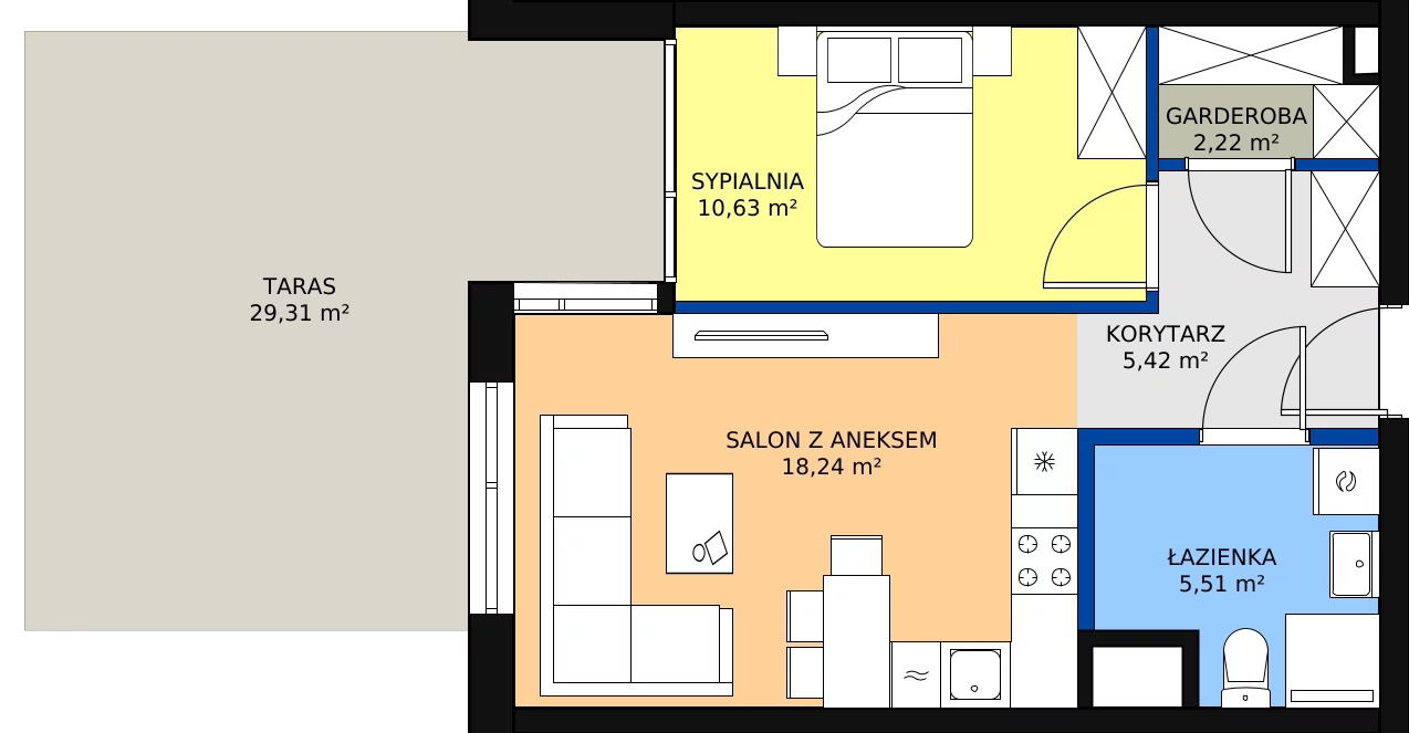 Zalety mieszkania 42.02 m², G/72