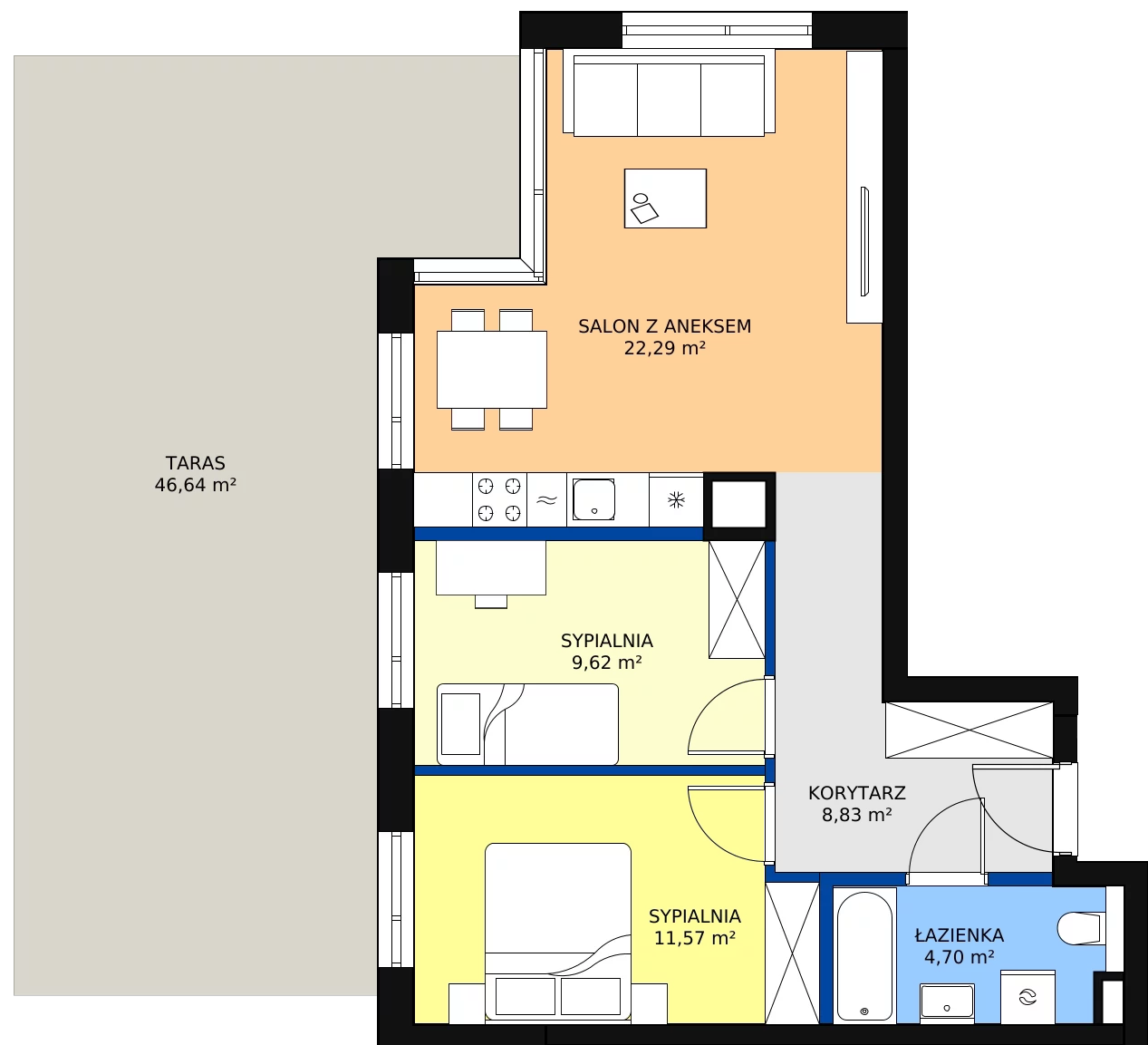 Zalety mieszkania 57.01 m², G/73