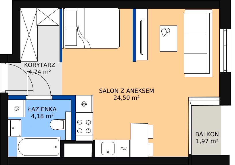 Zalety mieszkania 33.42 m², G/74