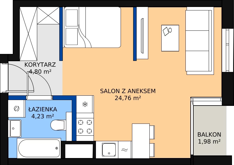 Zalety mieszkania 33.79 m², G/86