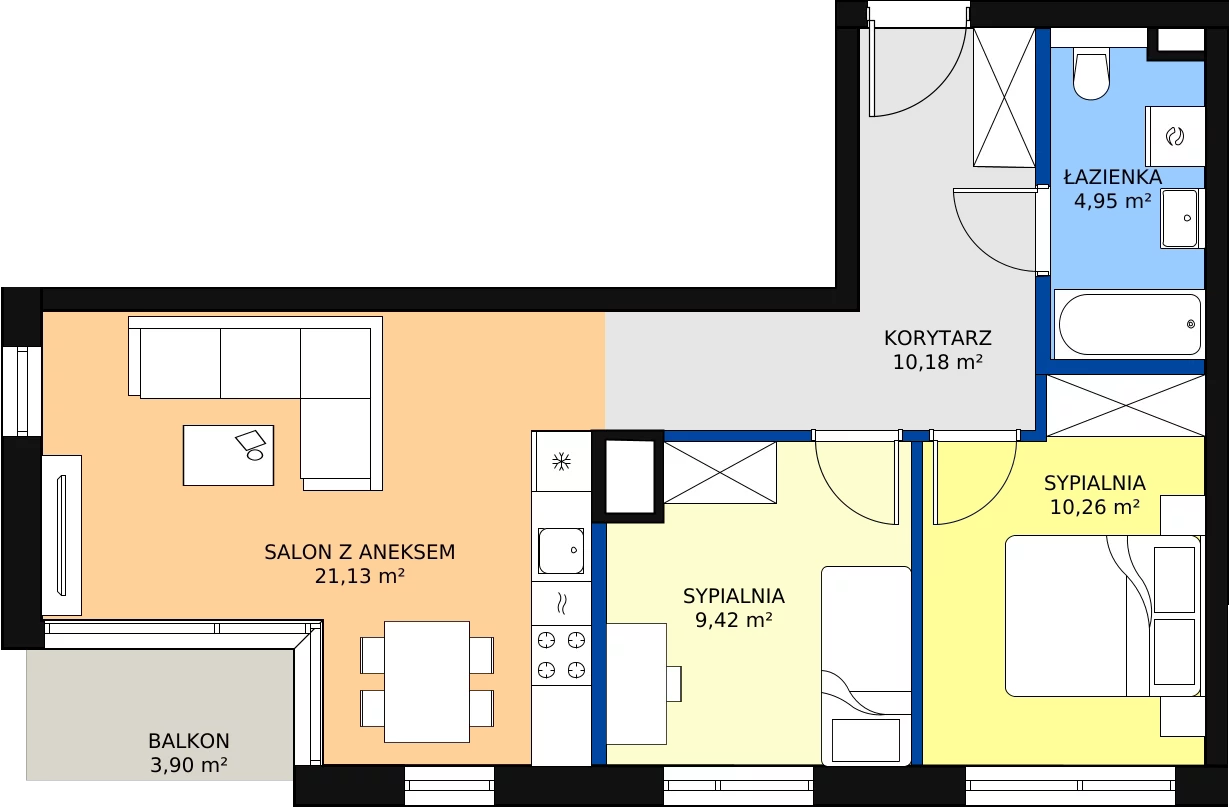 Zalety mieszkania 55.94 m², G/91