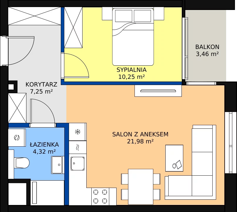 Zalety mieszkania 43.8 m², G/102