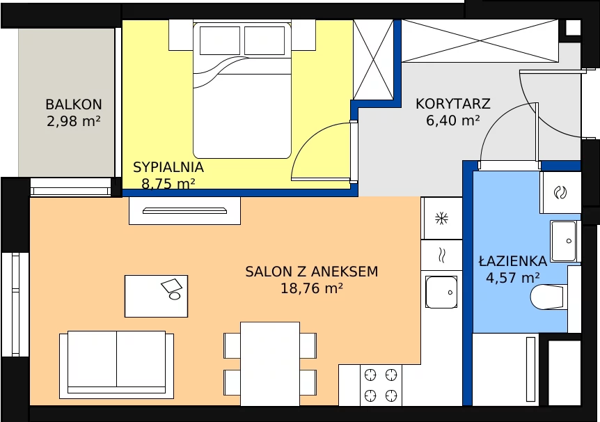 Zalety mieszkania 38.48 m², G/116