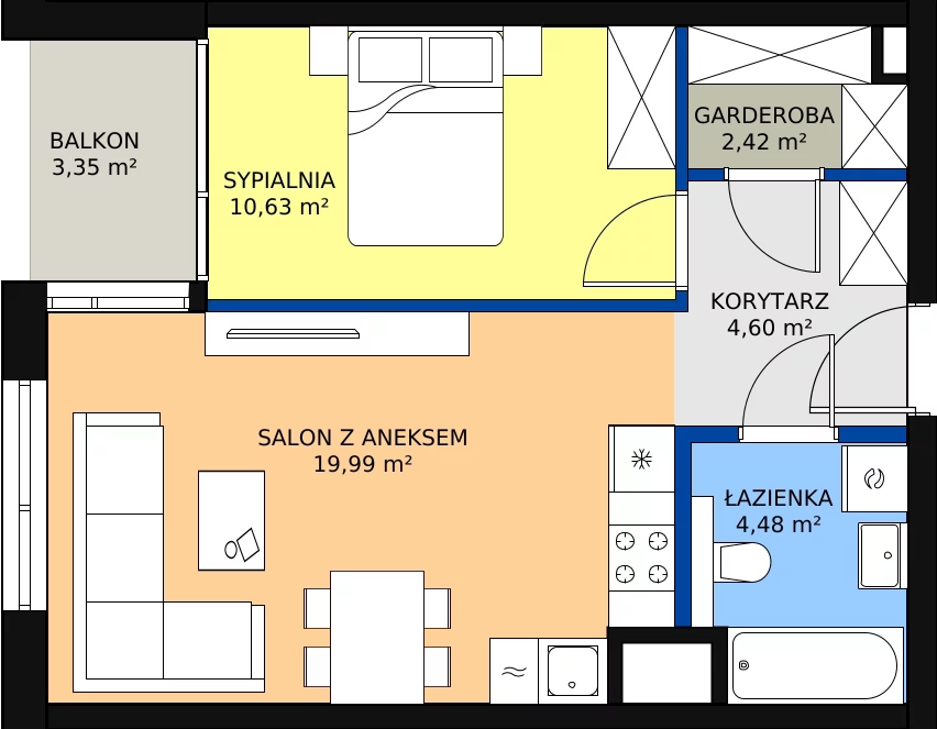 Zalety mieszkania 42.12 m², G/120