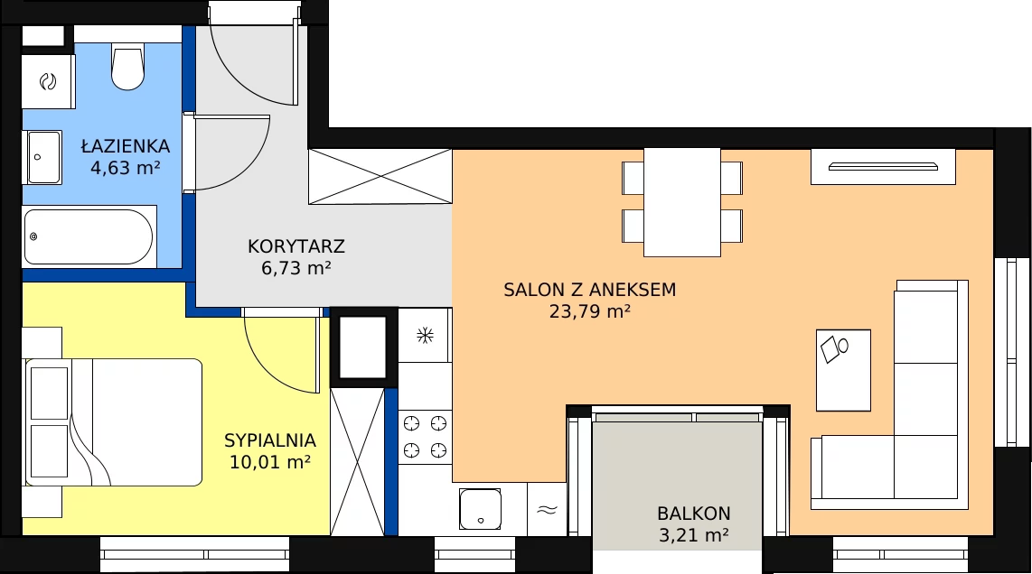 Zalety mieszkania 45.16 m², G/135