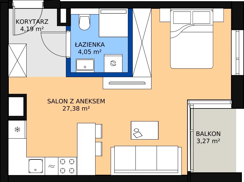 Zalety mieszkania 35.62 m², G/136