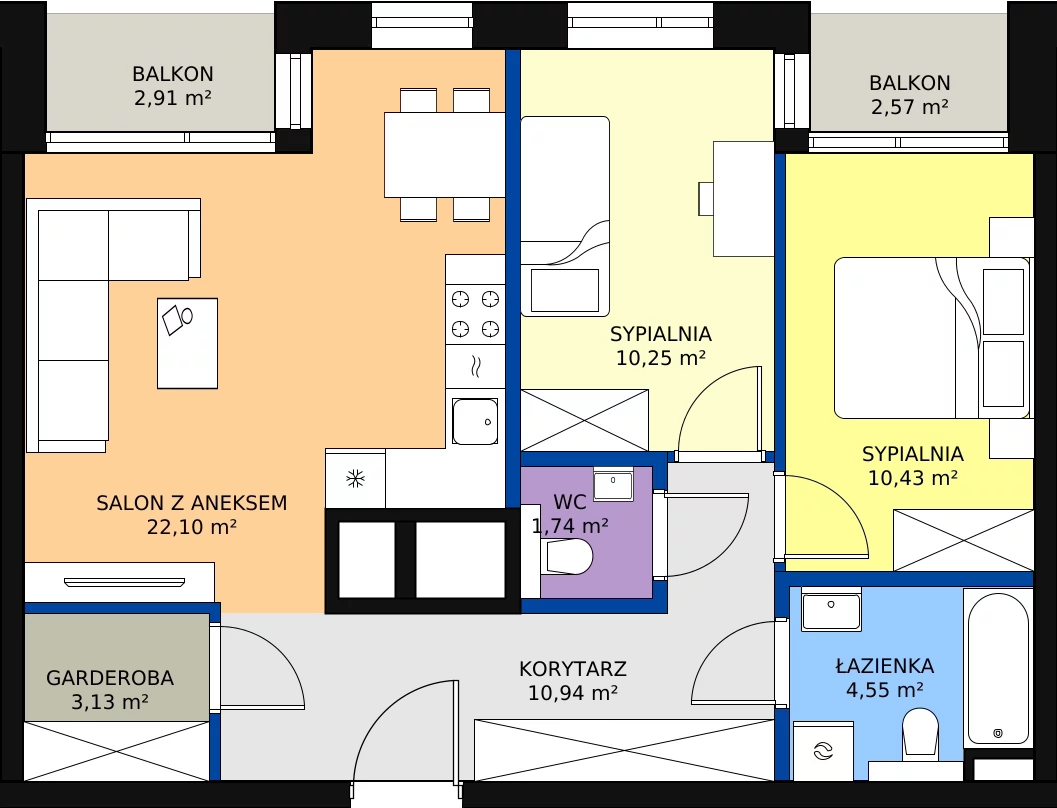 Zalety mieszkania 63.14 m², G/139