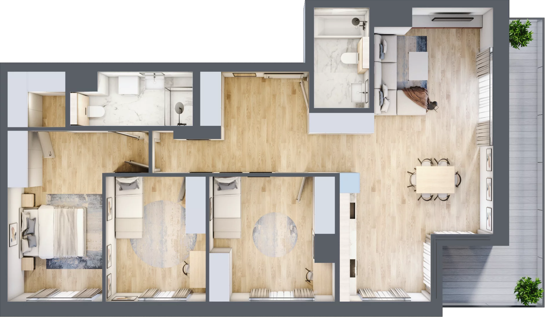 4 pokoje, mieszkanie 99,86 m², piętro 7, oferta nr G/141, DOKI Living - etap II, Gdańsk, Śródmieście, ul. Popiełuszki / Rybaki Górne