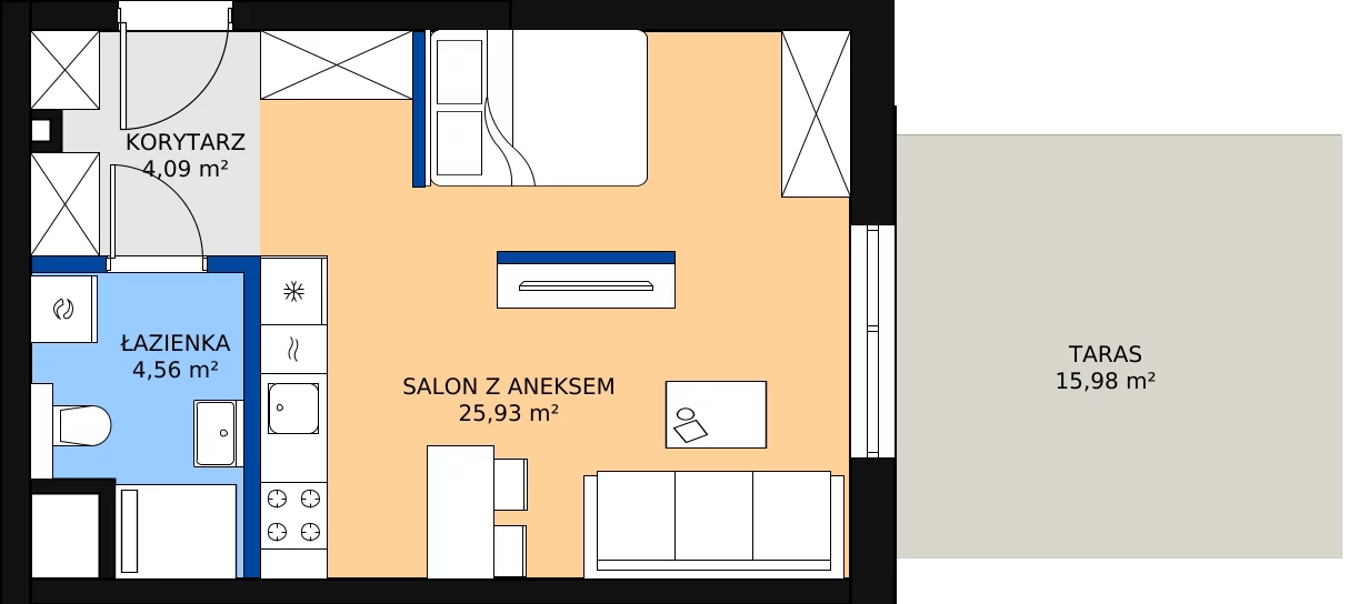 Zalety mieszkania 34.58 m², G/146