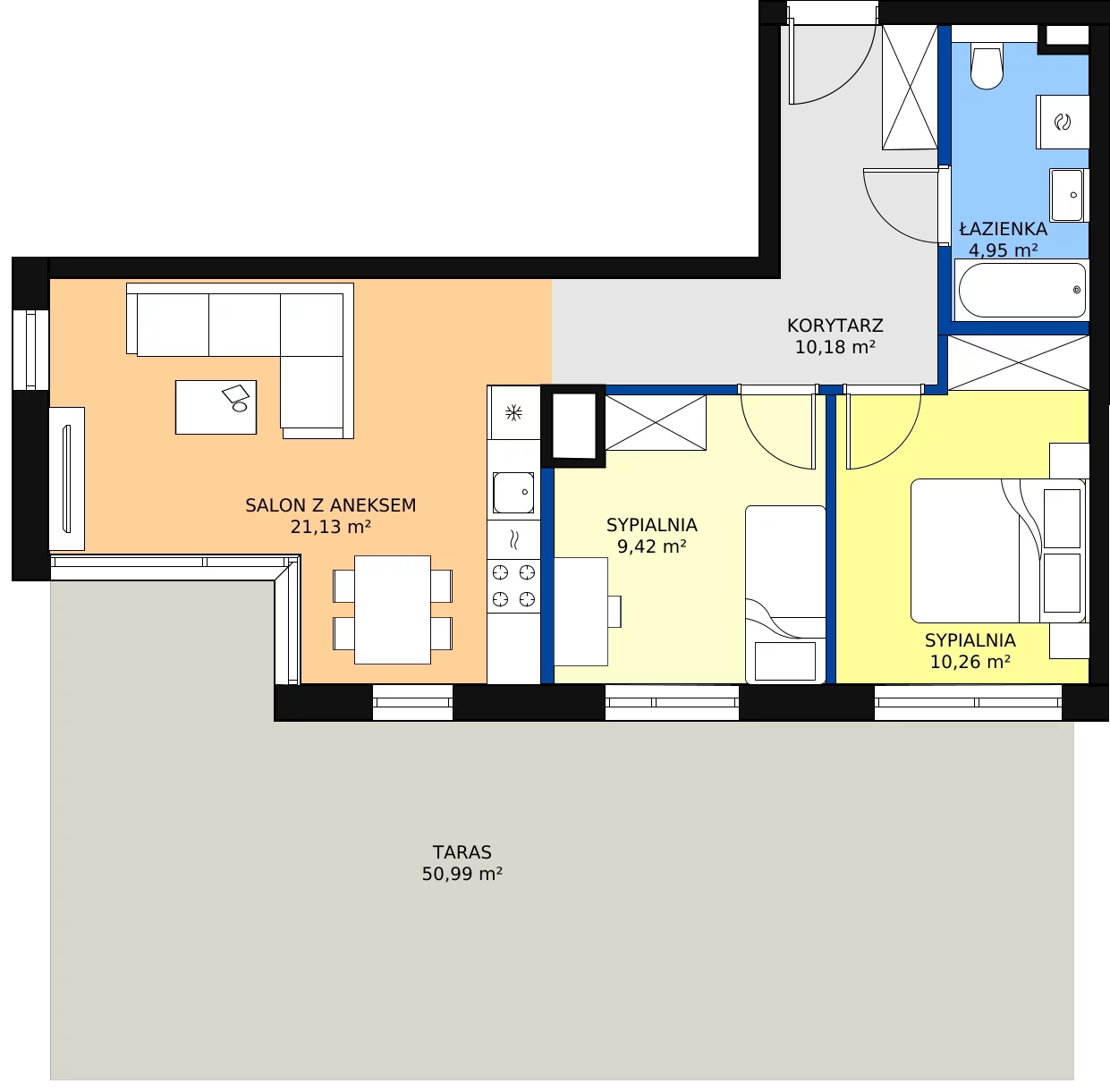Zalety mieszkania 55.94 m², G/147