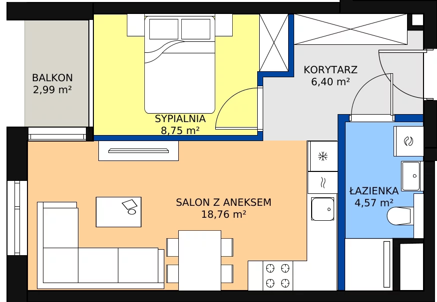 Zalety mieszkania 38.48 m², G/148