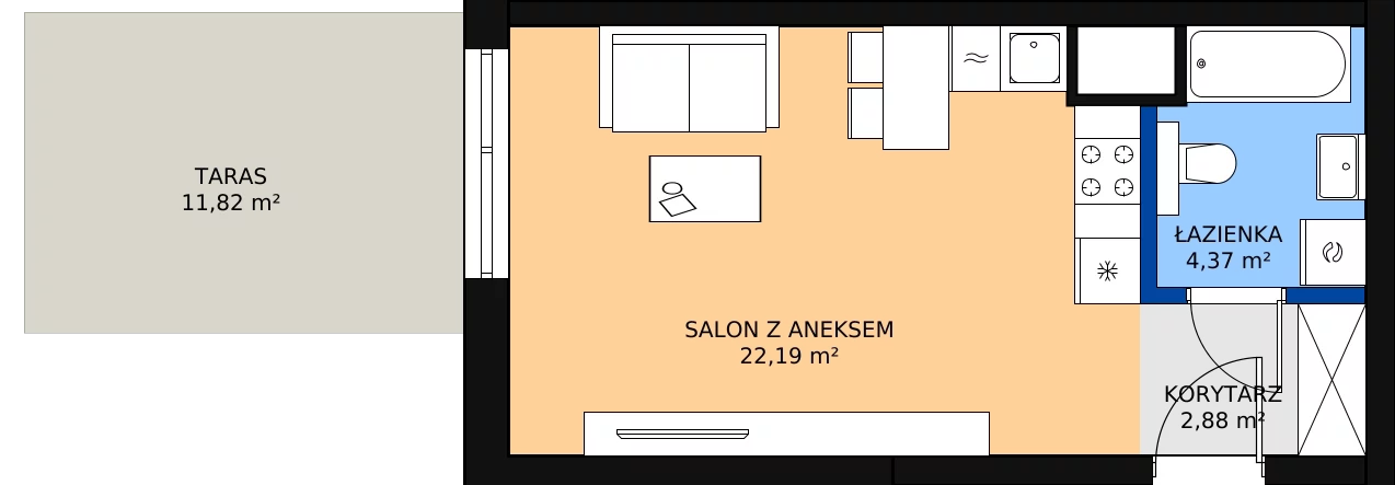 Zalety mieszkania 29.44 m², G/151