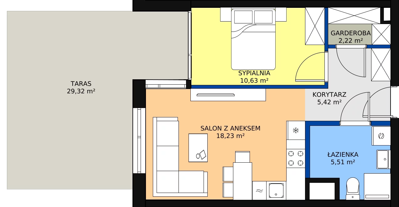 Zalety mieszkania 42.01 m², G/152