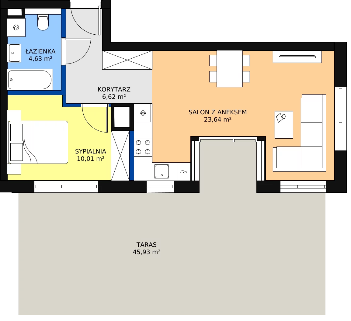 Zalety mieszkania 44.9 m², G/156