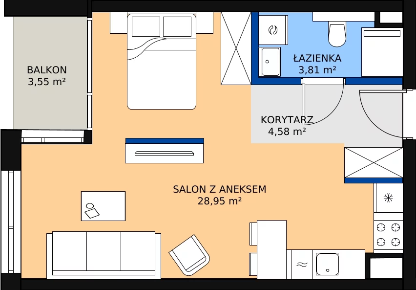 Zalety mieszkania 37.34 m², G/162