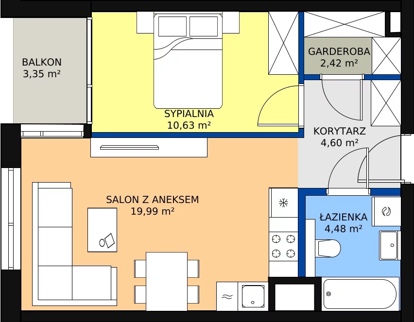Zalety mieszkania 42.12 m², G/164