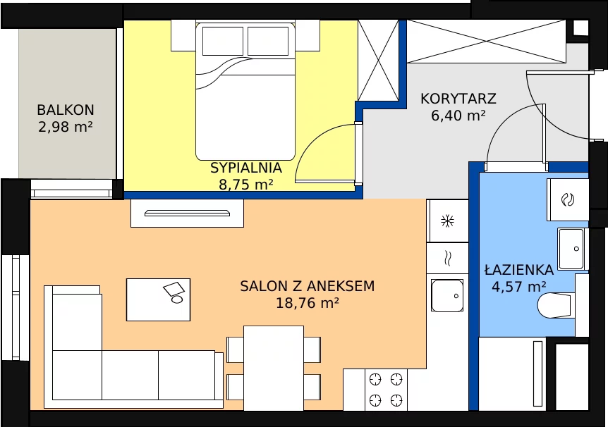 Zalety mieszkania 38.48 m², G/172