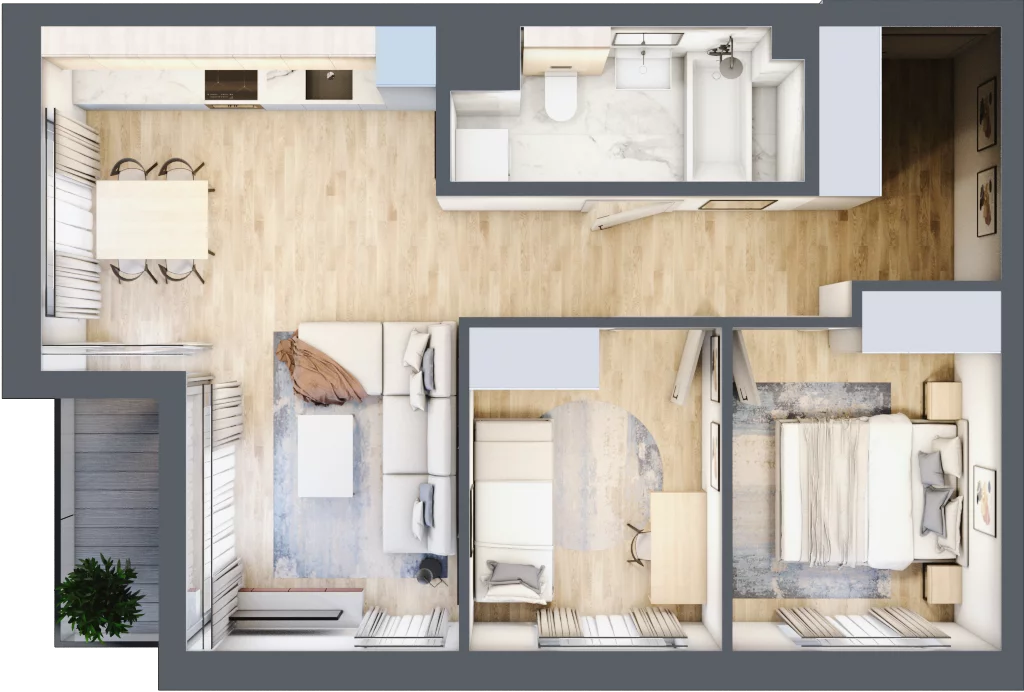 3 pokoje, mieszkanie 53,21 m², piętro 3, oferta nr G/173, DOKI Living - etap II, Gdańsk, Śródmieście, ul. Aleja Doki