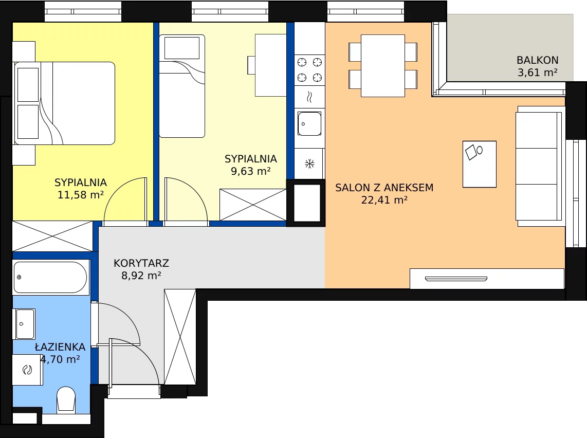 Zalety mieszkania 57.24 m², G/177