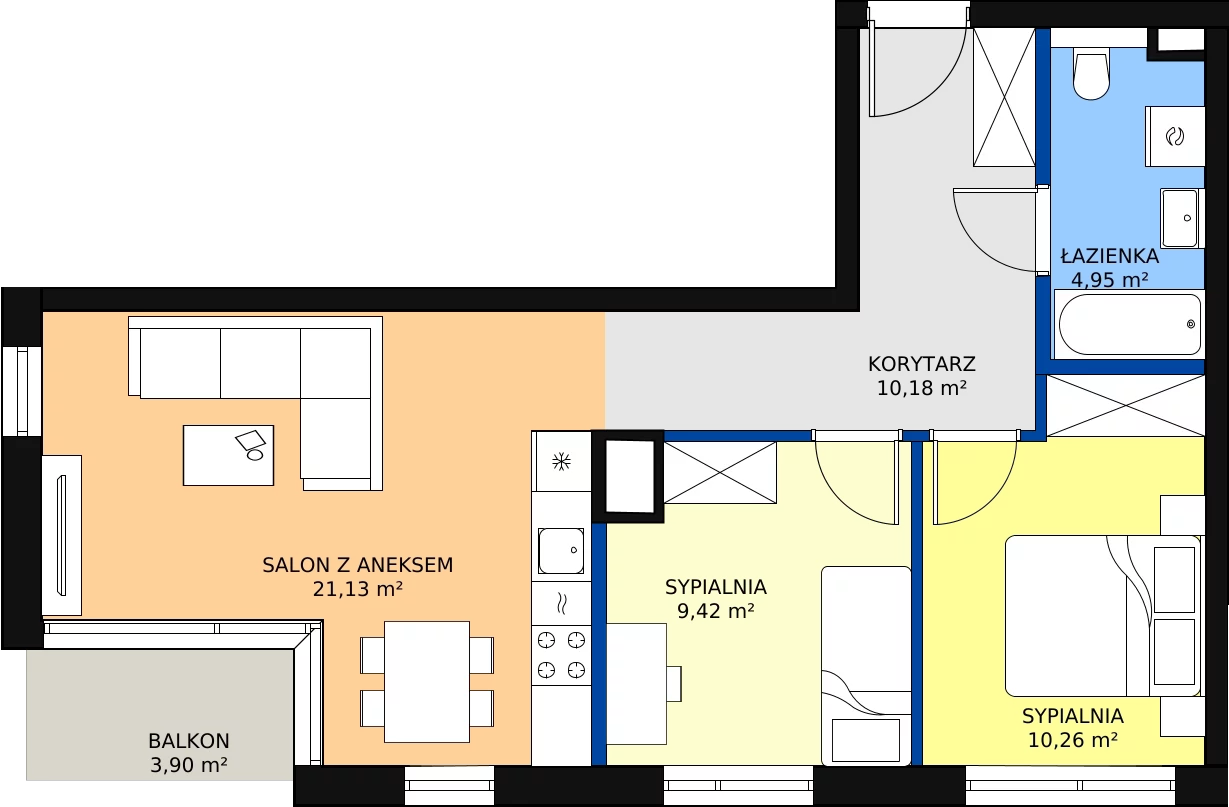Zalety mieszkania 55.94 m², G/207