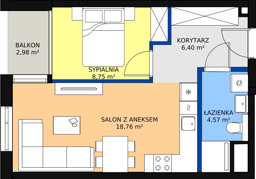 Zalety mieszkania 38.48 m², G/208