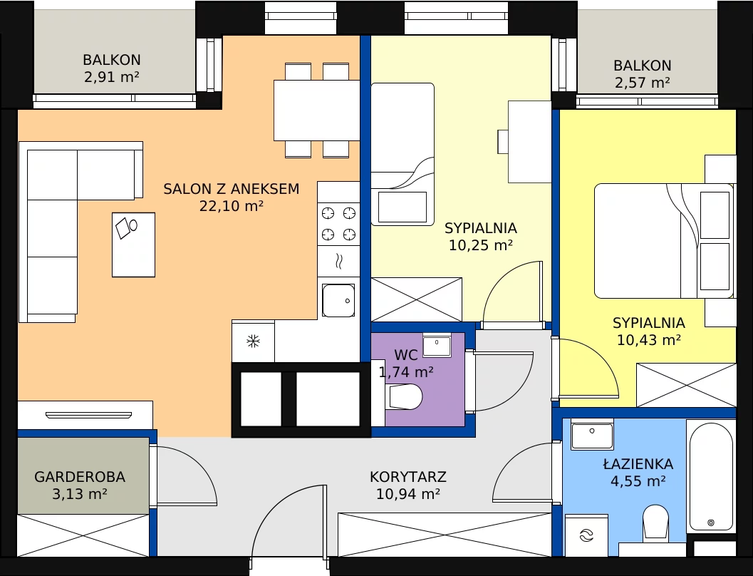 Zalety mieszkania 63.14 m², G/219