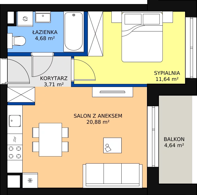 Zalety mieszkania 40.91 m², C7/9