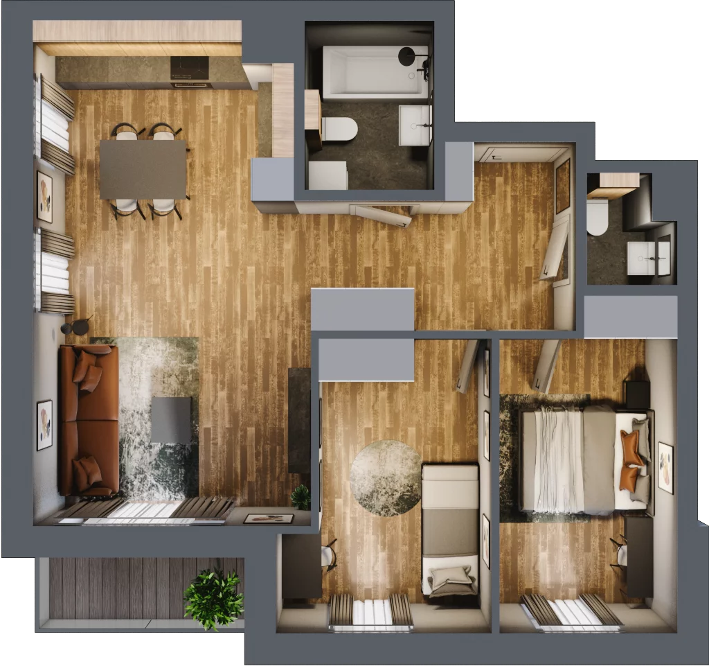 3 pokoje, mieszkanie 62,62 m², piętro 3, oferta nr C7/33, Konstelacja etap II, Gdynia, Pogórze, ul. Paderewskiego