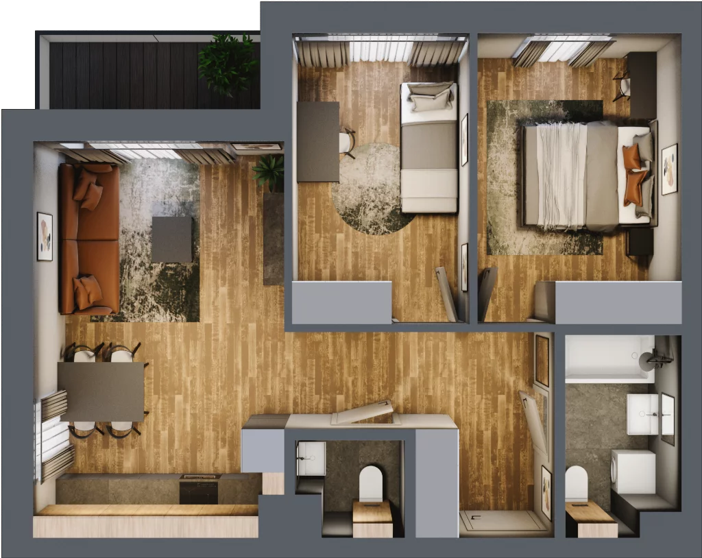 3 pokoje, mieszkanie 54,76 m², piętro 3, oferta nr C7/34, Konstelacja etap II, Gdynia, Pogórze, ul. Paderewskiego