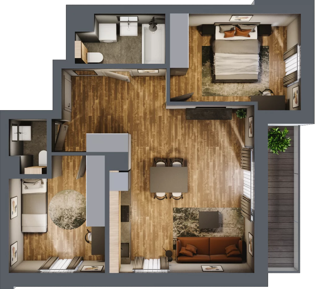 3 pokoje, mieszkanie 61,12 m², piętro 1, oferta nr C8/4, Konstelacja etap II, Gdynia, Pogórze, ul. Paderewskiego
