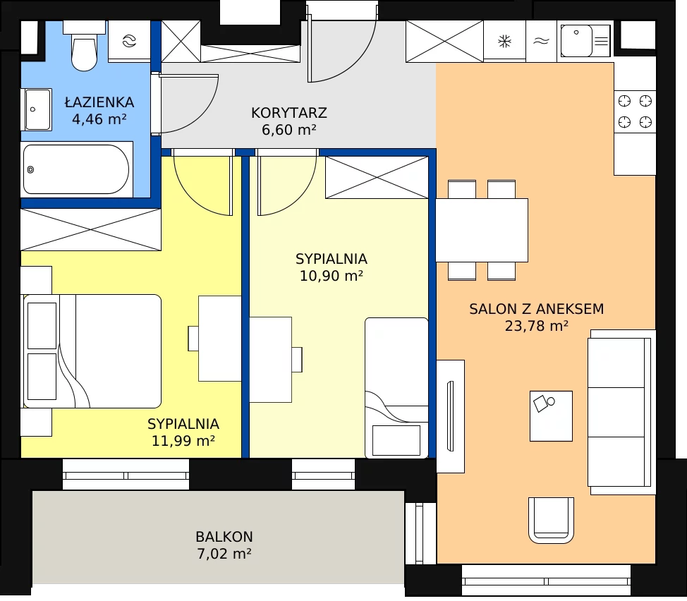 Zalety mieszkania 57.73 m², C8/7