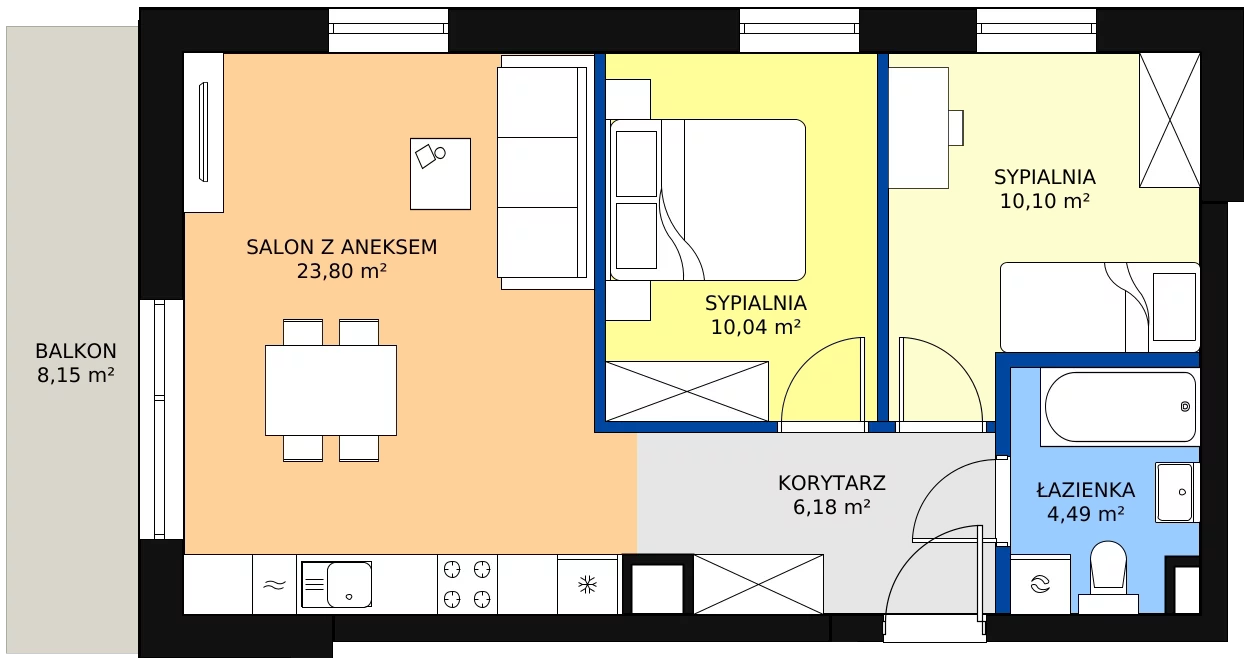 Zalety mieszkania 54.61 m², C8/13