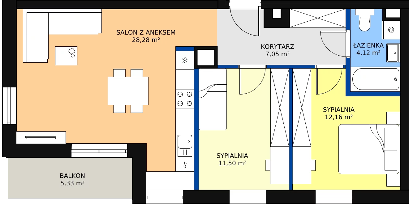 Zalety mieszkania 63.11 m², C8/30