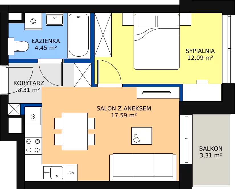 Zalety mieszkania 37.44 m², C8/32