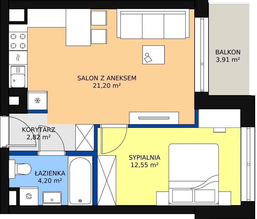 Zalety mieszkania 40.71 m², C8/35