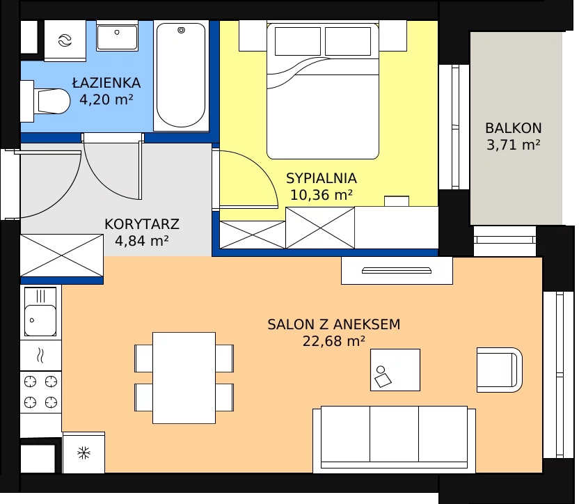 Zalety mieszkania 42.08 m², C8/36