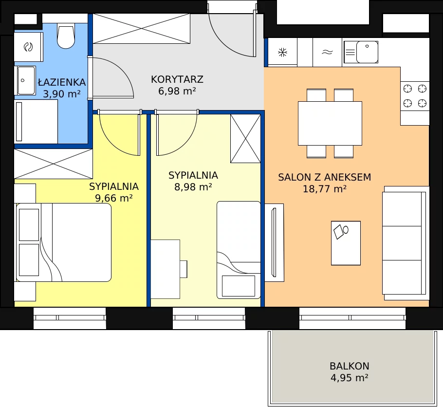 Zalety mieszkania 48.29 m², B2/53