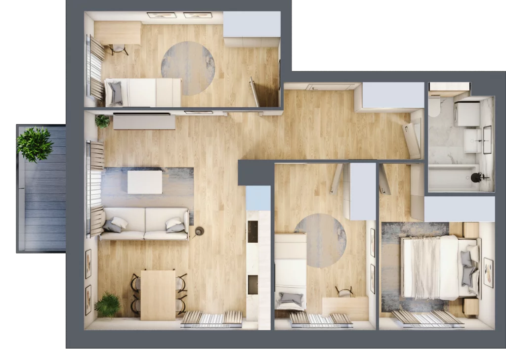 4 pokoje, mieszkanie 66,20 m², piętro 1, oferta nr B4/5, Osiedle przy Błoniach 3 - etap II, Rumia, Janowo, ul. Błoń Janowskich