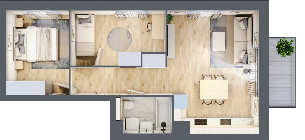 3 pokoje, mieszkanie 51,44 m², piętro 4, oferta nr B4/68, Osiedle przy Błoniach 3 - etap II, Rumia, Janowo, ul. Błoń Janowskich