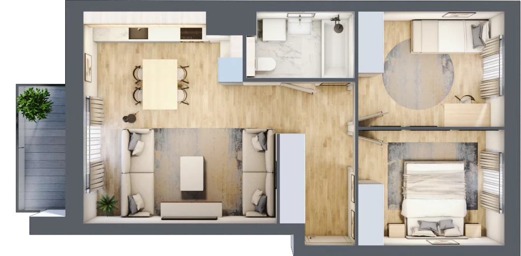 3 pokoje, mieszkanie 54,36 m², piętro 4, oferta nr B4/71, Osiedle przy Błoniach 3 - etap II, Rumia, Janowo, ul. Błoń Janowskich