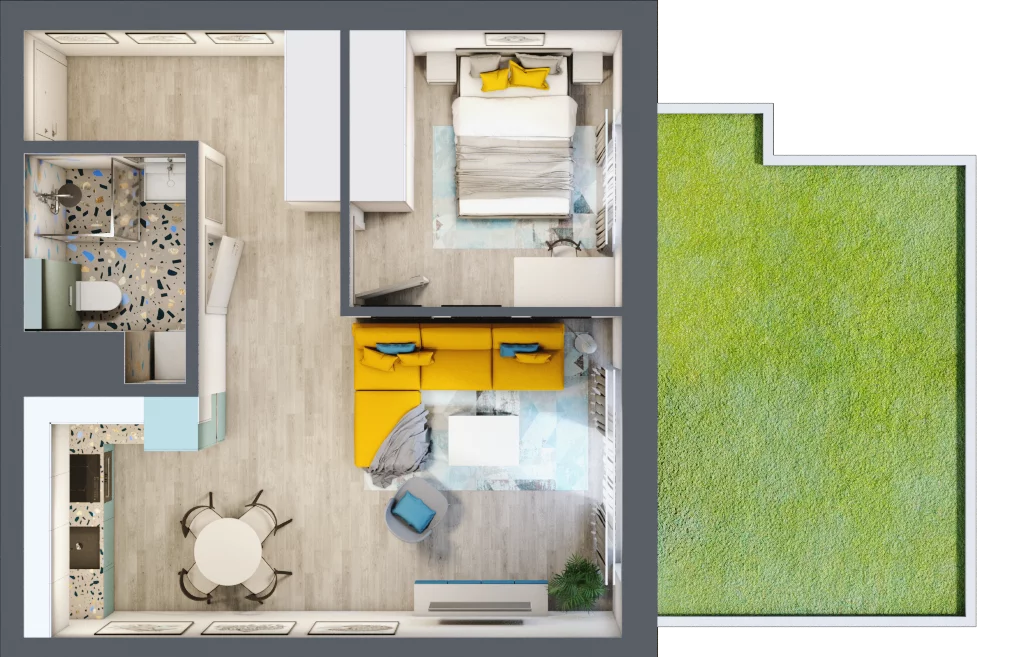 2 pokoje, mieszkanie 42,85 m², parter, oferta nr B1/1, Leśna Góra, Gdańsk, Brętowo, Niedźwiednik, ul. Leśna Góra