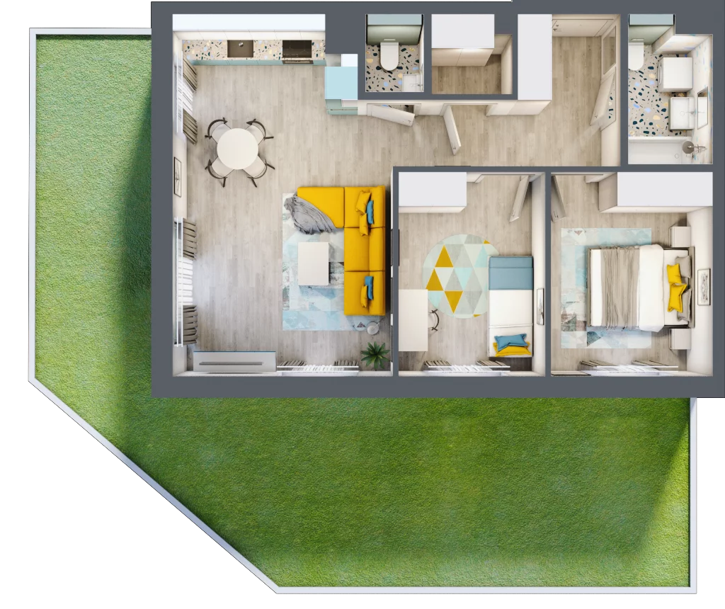 3 pokoje, mieszkanie 62,62 m², parter, oferta nr B1/2, Leśna Góra, Gdańsk, Brętowo, Niedźwiednik, ul. Leśna Góra