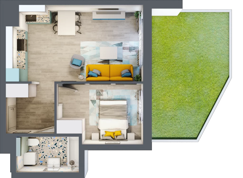 2 pokoje, mieszkanie 41,42 m², parter, oferta nr B1/9, Leśna Góra, Gdańsk, Brętowo, Niedźwiednik, ul. Leśna Góra