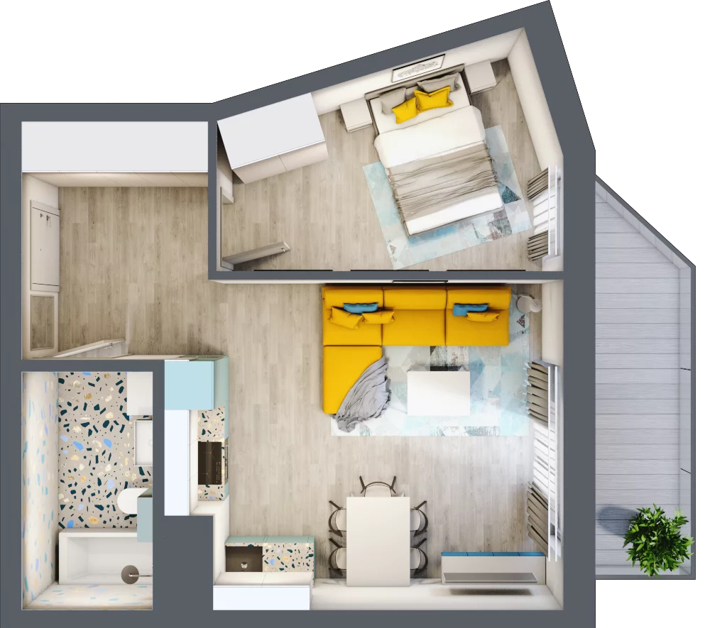 2 pokoje, mieszkanie 40,44 m², piętro 1, oferta nr B1/10, Leśna Góra, Gdańsk, Brętowo, Niedźwiednik, ul. Leśna Góra