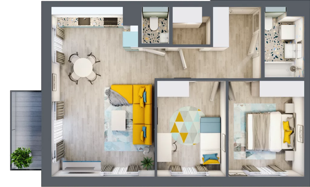 3 pokoje, mieszkanie 62,62 m², piętro 1, oferta nr B1/12, Leśna Góra, Gdańsk, Brętowo, Niedźwiednik, ul. Leśna Góra
